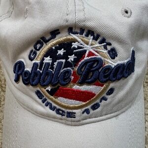 Pebble Beach Golf Links Cap Hat Beige Embroidered American Flag  1919 The Game